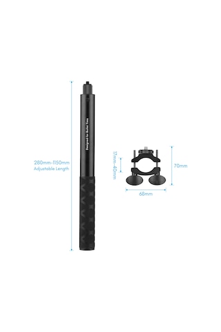 Geeksen Alüminyum Bisiklet Kamera Tutucu 17-40mm Boru , 28-115cm Uzunluk Ayarı, 500g Yük Kapasitesi, Insta360 One X/one/evo Uyumlu