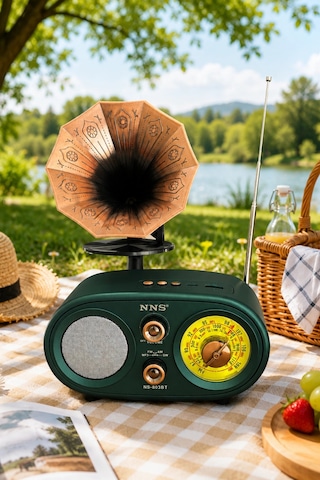 Nns Ns-803bt Yeşil Retro Radyo Bluetooth Hoparlör Usb Tf Kart Şarjlı Nostaljik Radyo