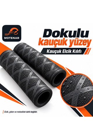 Motenar Motosiklet Kauçuk Elcik Kılıfı Siyah 2 Adet