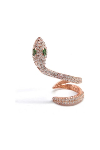 Kenpazar Gümüş Yeşil Gözlü Tek Kıkırdak Yılan Küpe Gümüş