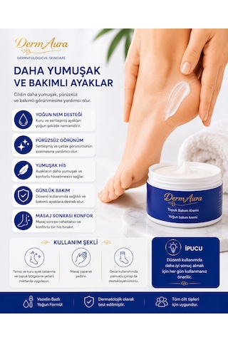 Dermaura Urealı Yoğun Nemlendirici Topuk Bakım Kremi 100 Ml