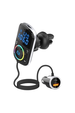 Cbtx Bluetooth Araç Fm Verici Ses Adaptörü Alıcı Pd Ve Qc3.0 Bluetooth Araç Adaptörü Renkli Led Arkadan Aydınlatmalı
