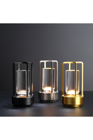 Yaozixa Usb Şarjlı Gümüş Renkli Led Ambiyans Lambası - 2w Üç Renk Işık, Dokunmatik Sürekli Parlaklık Ayarlama, Dekoratif Kamping Ve Bar Lambası Diğer