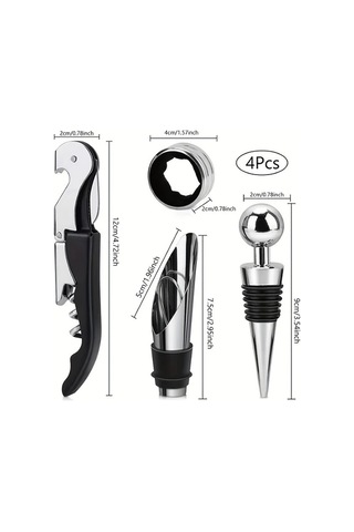 Sunshine011 Kırmızı Hipokamp Çakı 4lü Set Vakum Tıpa Şişe Açacağı Alüminyum Folyo Kesici