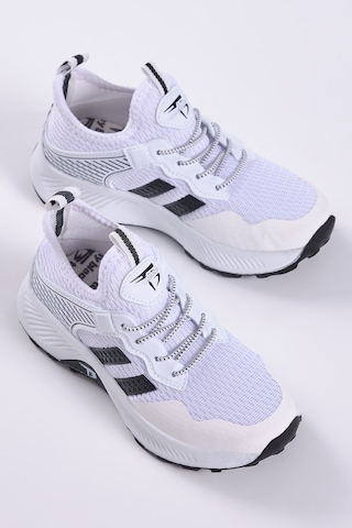 Tonny Black Çocuk Unisex Beyaz Siyah Rahat Kalıp Nefes Alabilen Kumaş Bağcıklı Sneaker TBTMKD015