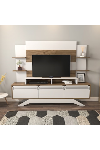 Decorotika Delpi Tv Ünitesi Beyaz Ceviz Beyaz - Ceviz