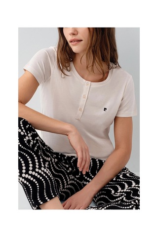 Moda Dua Pierre Cardin Pc9165-x Kadın Kısa Kol Büyük Beden Pijama Takımı Açık Bej