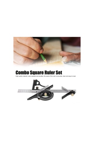 Yifomall Ahşapçı İçin 300mm Çok Fonksiyonlu Kombine Açı Ölçer Seti - Paslanmaz Çelik Profesyonel Ölçüm Aracı Kartlı Paket