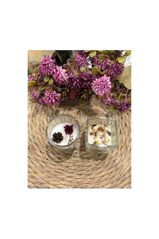 2'li Set Kokulu Mum, Kare Ve Silindir Mum, Çiçek Kokulu, Beyaz, 5 X 5-7 Cm Diğer