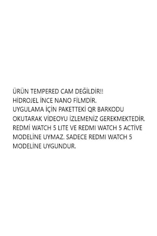 Redmi Watch 5 İle Uyumlu Hidrojel Nano Film Ekran Koruyucu 2 Adet