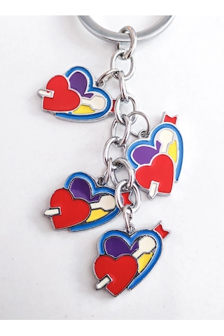 Kalp İçinde Kalp Metal Anahtarlık