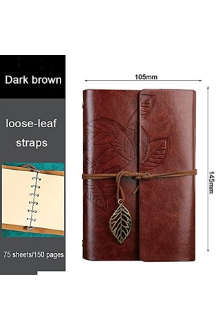 Yapraklı Not Defteri Klasik Pu Deri Kapak Seyahat Defteri Travel Journal Günlük Seyahat Günlüğü Doldurulabilir Es Çok Renkli