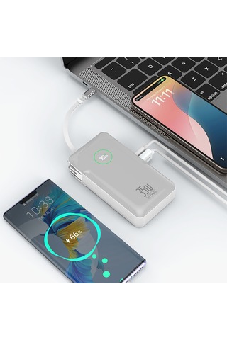 Wiwu Wi-p049 Noble Serisi Type-c Kablolu Dijital Led Göstergeli Powerbank Pd 35w 10000mah Gri