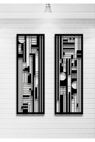 Modern Stil 2 Li Metal Duvar Dekoru Seti 75x27
