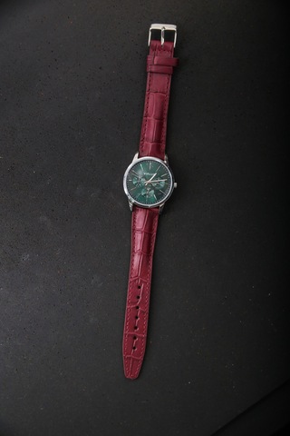 Hakiki Deri 18mm Akıllı Pimli Saat Kordonu Bordo