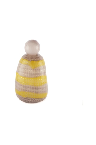 Mikasa Moor Lila Kapaklı Sarı Çizgili Cam Vazo 19x33cm Mürdüm