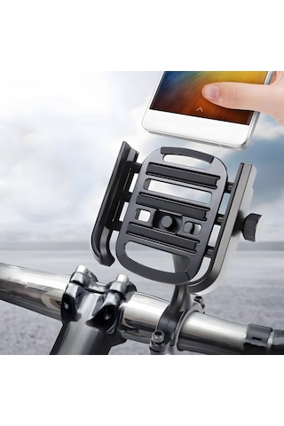 Bisiklet Motor Scooter Gidon Montaj Metal Telefon Tutucu Fc686 Siyah