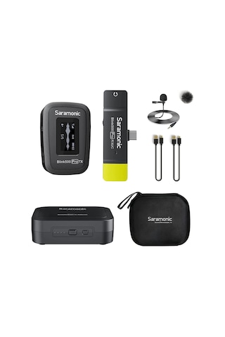 Saramonic Blink500 Pro B5 Mini Çift Kanallı Stereo Kablosuz Mikrofon, Şarj Kutusuyla Birlikte, Type-c Android Akıllı Telefon Apple Uyumlu MacBook Pc İçin Usb-c Bağlantı Noktası 3,5 Mm Kulaklık Çıkışı, Siyah