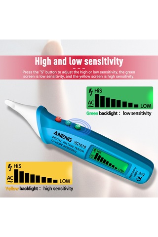 Yifomall Aneng Vc1018 Akıllı Voltaj Test Kalemi - 12-1000v Lcd Ekranlı, Sesli-uyarılı, Kablosuz Elektrik Kontrol Cihazı