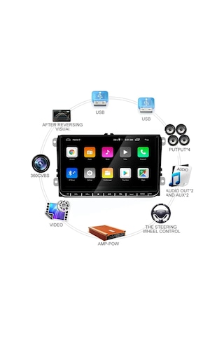 Bawerlink Bw-9400 9 Inc Androıd 11 T3 2+32 Gb+carplay Vw Universal Multimedıa Oto Teyp Volkswagen