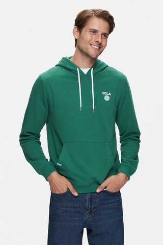 Ucla Nevada Yeşil Kapüşonlu Baskılı Standard Fit Erkek Sweatshirt Yeşil