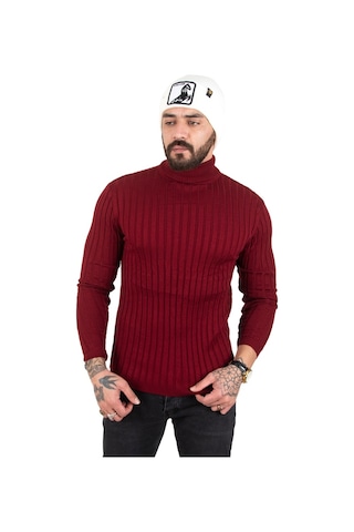 Deepsea Erkek Bordo Yarım Balıkçı Örme Kazak 2100017 Bordo