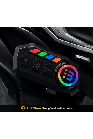 B06a Bluetooth 6.0 Rgb Işıklı Motosiklet Kask Kulaklığı 1000 Mah Batarya, 20 Saat Kullanım, Ip65 Koruma