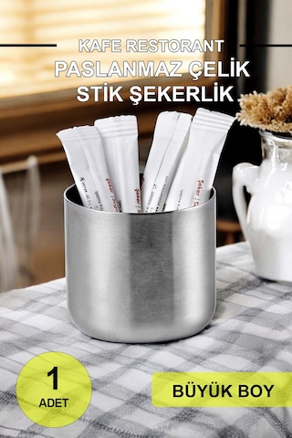 Kafe Restorantlar Için Stik Stick Şekerlik Çubuk Şekerlik Büyük Krom