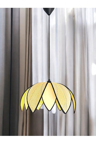 Modern Hazeran Görünümlü Çift Yapraklı Çiçek Şeklinde Bohem Rustik Avize - Bej Bej