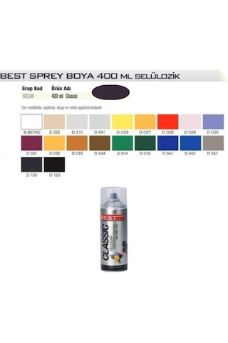 Best Classic Sprey Boya 400 ML Mat Siyah Tekli