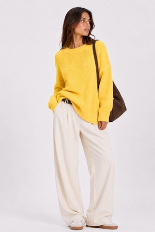 Vadon 1039 Kadın Salaş Yumuşak Dokulu Oversize Basic Triko Kazak Sarı