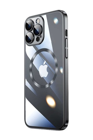 Zeyline Apple Uyumlu iPhone 13 Pro Max Wireless Şarj Özellikli Sert Pc Zore Riksos Magsafe Kapak-siyah