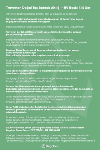 Doğaltaş Bardak Altlığı Uv Baskılı - Stone Coasters Çok Renkli