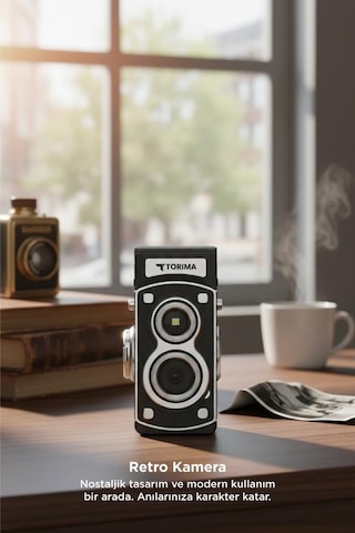 Torima CMR44 Mini Retro Dijital Fotoğraf Makinesi Siyah