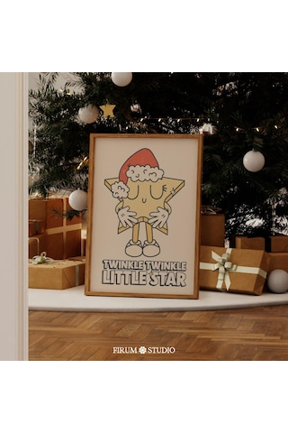 Retro Yıldız Noel Duvar Sanatı