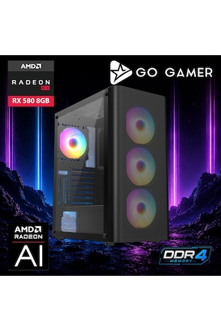 Go Gamer AE38D R5-5500 16 GB 1 TB SSD RX580 8 GB 24" Free Dos Oem Paket Masaüstü Oyuncu Bilgisayarı