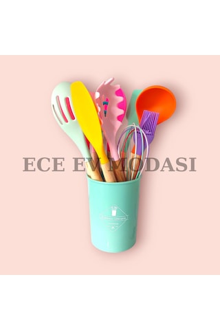 Slikon 11'li Kepçe Seti Isıya Dayanıklı Kepçe-çırpıcı-makarna Ke