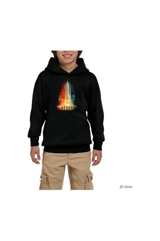 Zepplin Giyim Star Trek Beyond Cover Siyah Çocuk Kapşonlu Sweatshirt