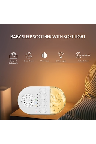 Shineyee Bebekler İçin Taşınabilir Beyaz Gürültü Makinesi - 24 Doğal Ses, Zamanlayıcı Ve Yumuşak Işık Beyaz