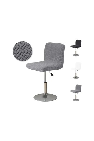 Elastik T Şekilli Jakarlı Sandalye Kılıfı Ev Tipi Kanepe Koruyucu Kılıf Otel Ziyafet Yemek Küçük Boy Sandalye Kılıfı Düz Renk Siyah