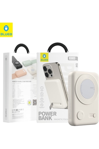 10000 Mah Magsafe Powerbank 15 W Kablosuz 20 W Pd Type-c Hızlı Şarj Standlı Manyetik Yedek Batarya Beyaz