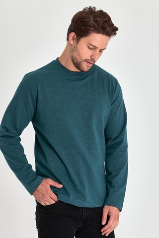 MMetalic Çift Bisiklet Yaka Standart Rahat Kesim Erkek Sweatshirt Petrol