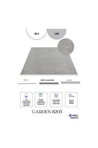 Enti Terrace 8205 Gri Iskandinav Halı Yıkanabilir Kesme Yolluk Koridor Kaymaz Çocuk Odası Gri