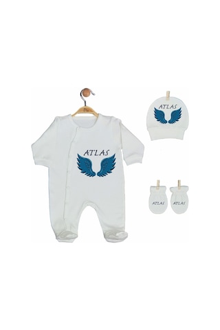 Pia Baby Gl 2204 İsme Özel Beşli Tulum Set Mavi