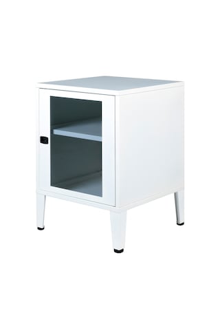 Lande Ziglat Serisi Cam Kapaklı Kilitli Metal Home Office Dolabı Beyaz Ral 9003 450x490x450 Mm Gri-beyaz