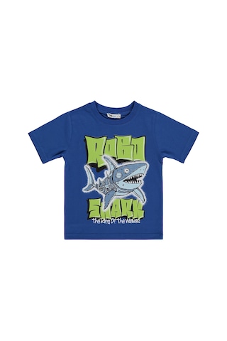 Civil Boys Robo Shark Basklı 2-5 Yaş Tişört - Mavi Koyu Saks