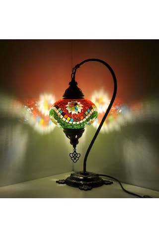Mozaik Lamba Renkli Desenli Abajur Yatak Odası Gece Lambası Çok Renkli