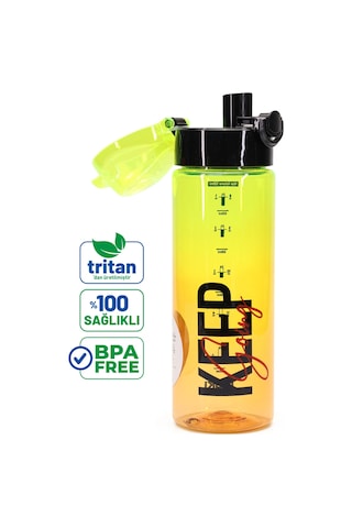 Su Matarası Tritan Geniş Ağız Su Şişesi Keep Spor Matarası Suluğu Bpasız 550 Ml Sarı 0100