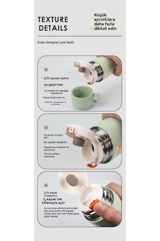 Tuomeng Termos Bardak, İç Ve Dış, 304 Paslanmaz Çelik, Malzeme, İyi Görünüm, Büyük Kapasite, 500ml Kirli Beyaz