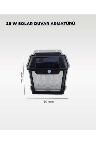 28w Dekoratif Çift Ampullü Solar Aplik 3200k Sarı Işık 1 ADET